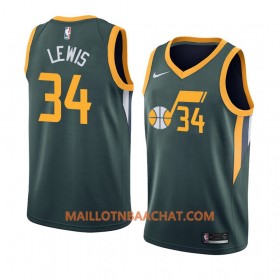 Maillot NBA Utah Jazz Trey Lewis 34 2018-19 Nike Vert Swingman - Homme